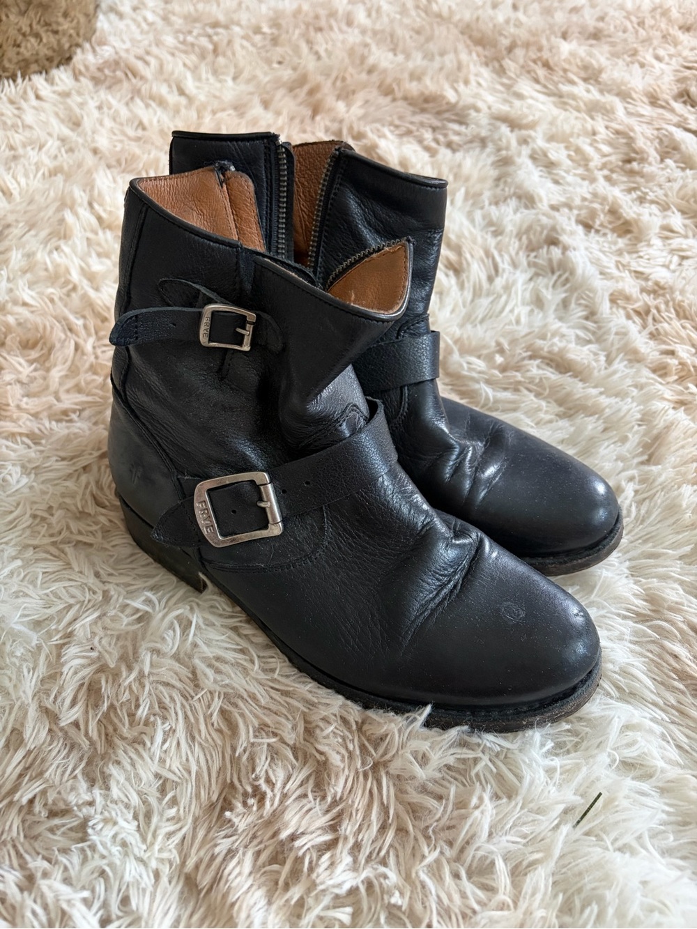 Frye black buckle boots 8.5